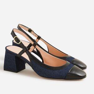 NIB J Crew Layne cap toe heels in washed denim Size 8